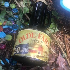 RARE collectible Olde Farm Syrup 24oz glass bottle